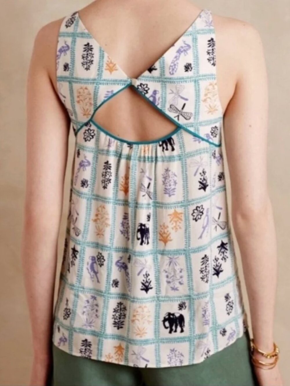 Maeve | Anthropologie Mazie Tank Top Elephants & Dragonflies | Size Medium - Picture 2 of 11